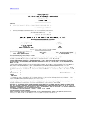 Thumbnail Sportsman's Warehouse 10-K Annual Report 2021