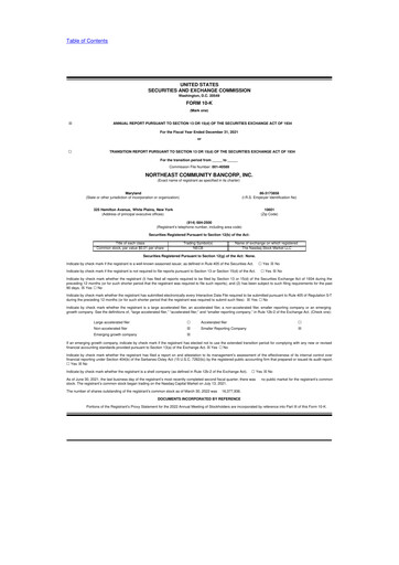 Thumbnail Northeast Community Bancorp 10-K Annual Report 2021