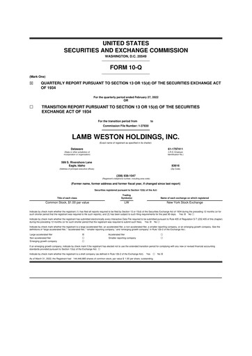 Thumbnail Lamb Weston 10-Q Quarterly Report FY2022 