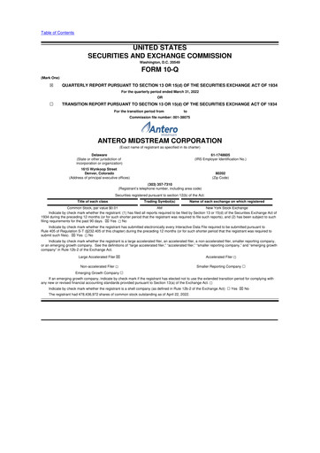 Thumbnail Antero Midstream
 10-Q Quarterly Report FY2022 