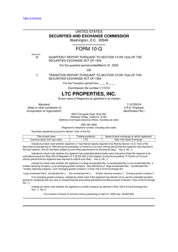 Thumbnail LTC Properties 10-Q Quarterly Report FY2022 