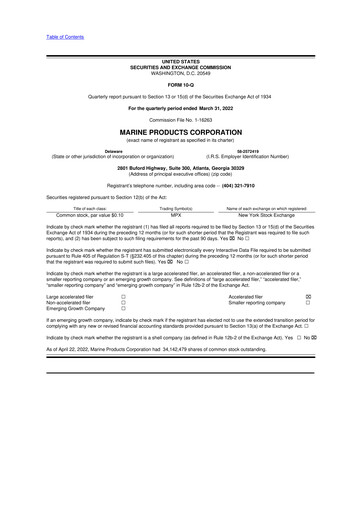 Miniature Marine Products Corporation 10-Q Rapport trimestriel  