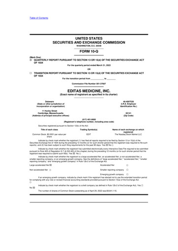 Vorschaubild Editas Medicine
 10-Q Quartalsbericht 2022 