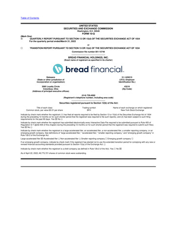 Thumbnail Bread Financial 10-Q Quarterly Report FY 
