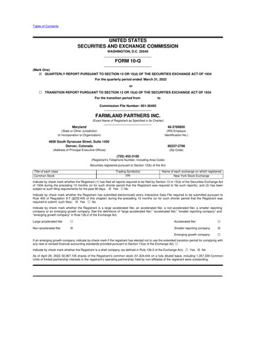 Thumbnail Farmland Partners
 10-Q Quarterly Report FY2022 
