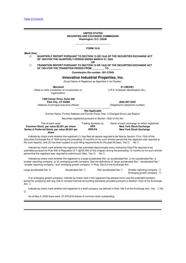 Thumbnail Innovative Industrial Properties
 10-Q Quarterly Report FY2022 