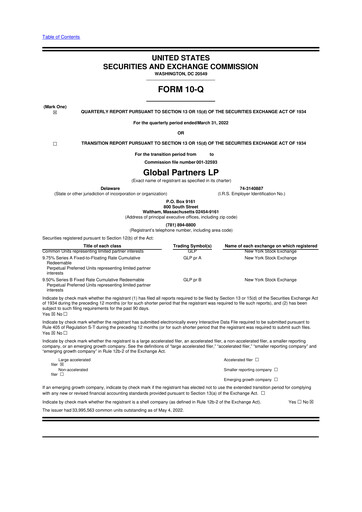 Thumbnail Global Partners LP 10-Q Quarterly Report FY2022 