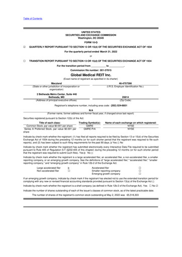 Vorschaubild Global Medical REIT
 10-Q Quartalsbericht 2022 