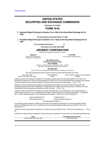 Thumbnail ArcBest 10-Q Quarterly Report FY2022 