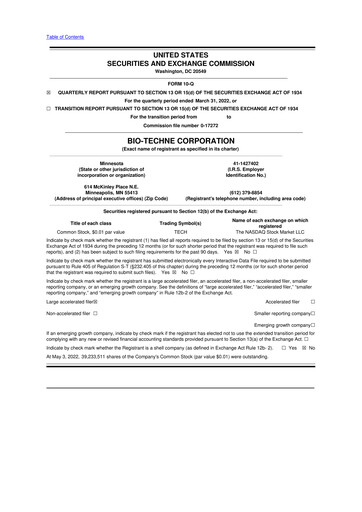 Miniature Bio-Techne 10-Q Rapport trimestriel 2022 