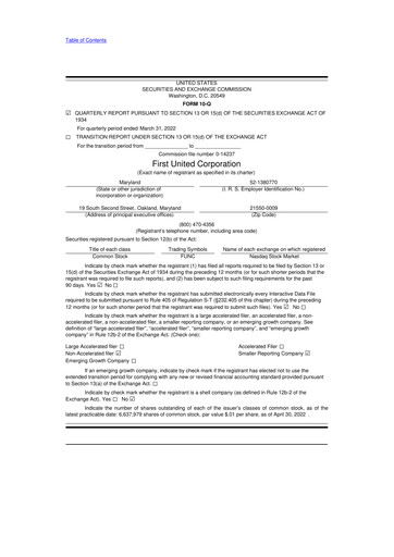 Thumbnail First United Corporation 10-Q Quarterly Report FY2022 