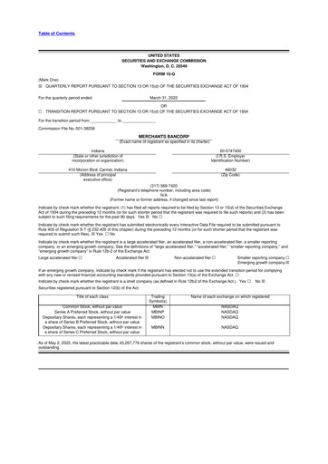 Thumbnail Merchants Bancorp 10-Q Quarterly Report FY2022 