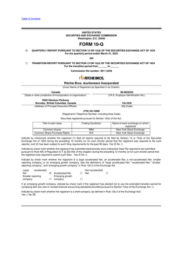 Vorschaubild RB Global
 10-Q Quartalsbericht 2022 