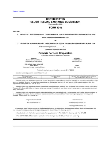 Vorschaubild Primoris Services Corporation
 10-Q Quartalsbericht 2022 