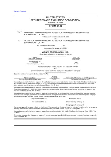 Thumbnail Aclaris Therapeutics 10-Q Quarterly Report FY2022 