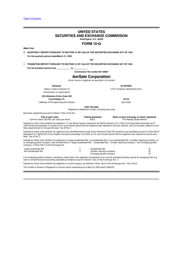 Thumbnail AerSale 10-Q Quarterly Report FY2022 