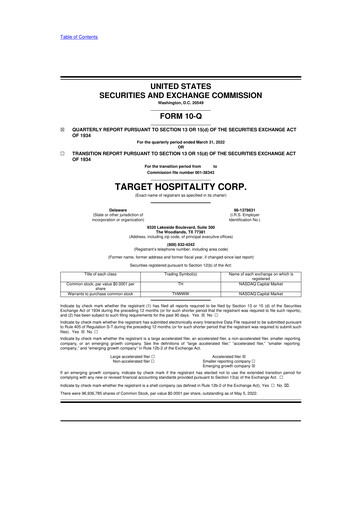 Thumbnail Target Hospitality 10-Q Quarterly Report FY2022 