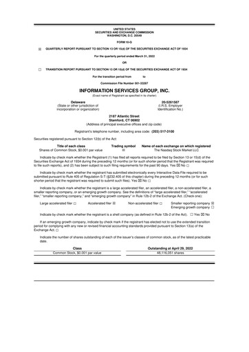 Thumbnail Information Services Group 10-Q Quarterly Report FY2022 