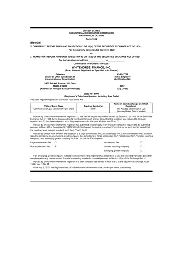 Vorschaubild WhiteHorse Finance 10-Q Quartalsbericht  