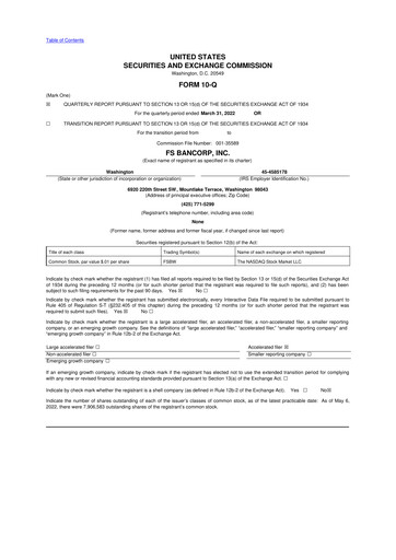 Thumbnail FS Bancorp 10-Q Quarterly Report FY 
