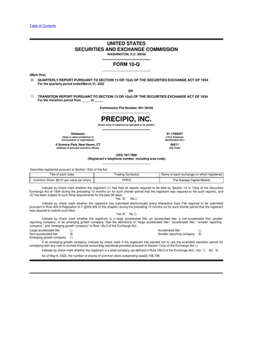 Thumbnail Precipio 10-Q Quarterly Report FY 