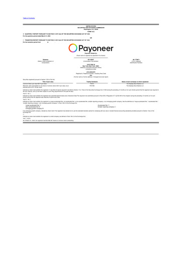 Miniature Payoneer 10-Q Rapport trimestriel  