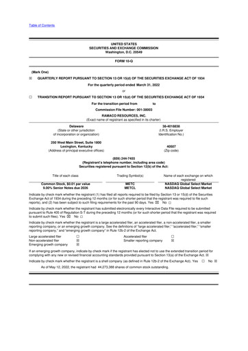 Thumbnail Ramaco Resources
 10-Q Quarterly Report FY2022 