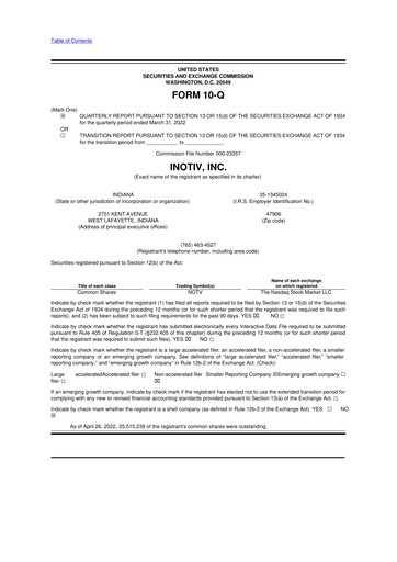 Thumbnail Inotiv 10-Q Quarterly Report FY2022 