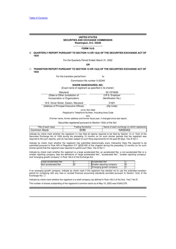 Thumbnail Shore Bancshares 10-Q Quarterly Report FY2022 