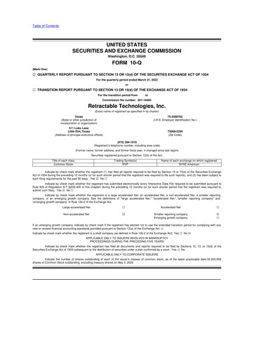 Thumbnail Retractable Technologies 10-Q Quarterly Report FY2022 