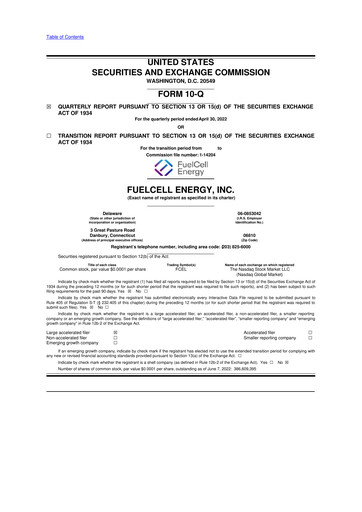 Vorschaubild FuelCell Energy
 10-Q Quartalsbericht 2022 