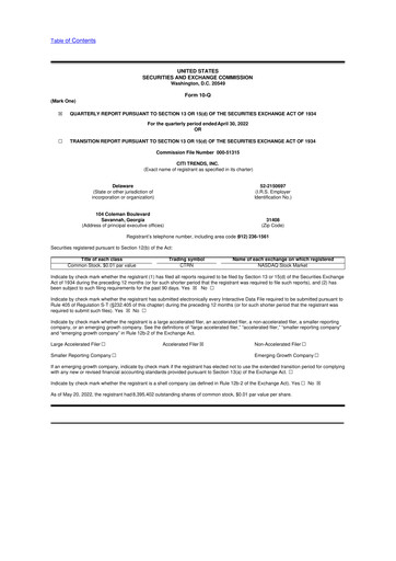 Vorschaubild Citi Trends, Inc. 10-Q Quartalsbericht  