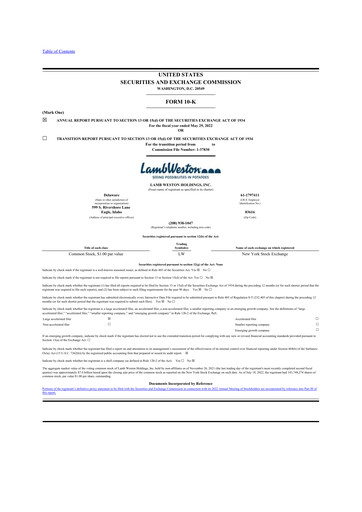 Thumbnail Lamb Weston 10-K Annual Report 2022