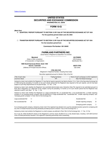 Thumbnail Farmland Partners
 10-Q Quarterly Report FY2022 