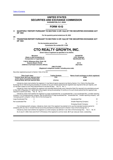 Vorschaubild CTO Realty Growth 10-Q Quartalsbericht 2022 