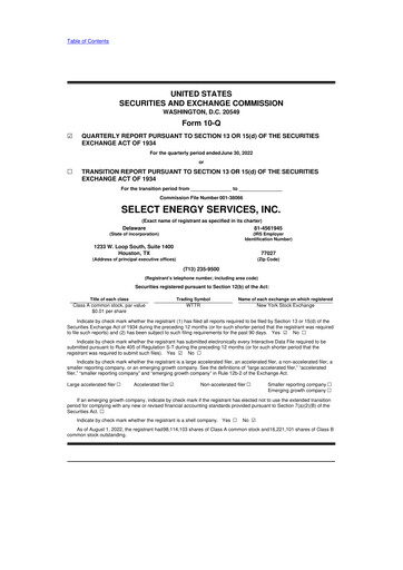 Thumbnail Select Water Solutions 10-Q Quarterly Report FY2022 