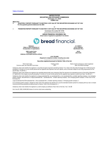 Thumbnail Bread Financial 10-Q Quarterly Report FY 
