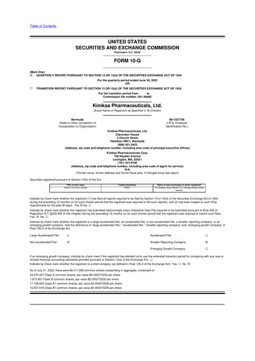 Thumbnail Kiniksa Pharmaceuticals
 10-Q Quarterly Report FY2022 