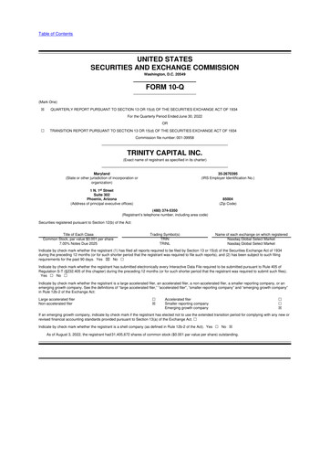 Thumbnail Trinity Capital 10-Q Quarterly Report FY2022 