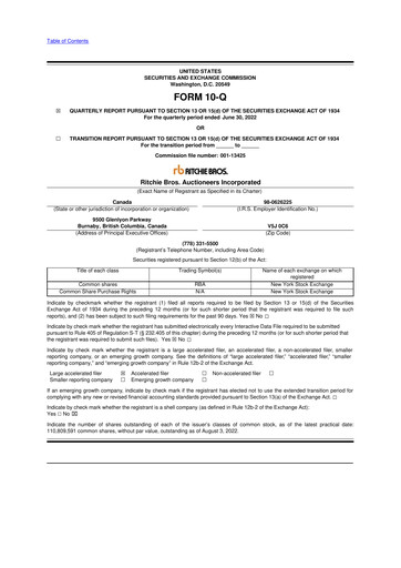 Vorschaubild RB Global
 10-Q Quartalsbericht 2022 