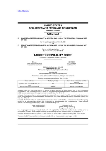 Thumbnail Target Hospitality 10-Q Quarterly Report FY2022 