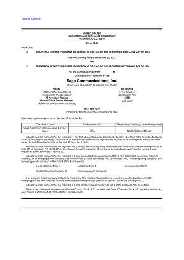 Thumbnail Saga Communications 10-Q Quarterly Report FY2022 