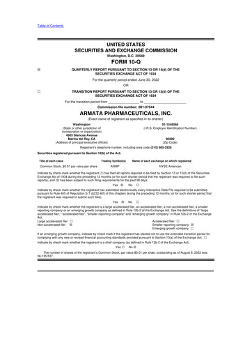Miniature Armata Pharmaceuticals 10-Q Rapport trimestriel 2022 