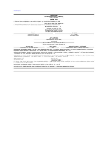 Thumbnail Mullen Automotive 10-Q Quarterly Report FY2022 