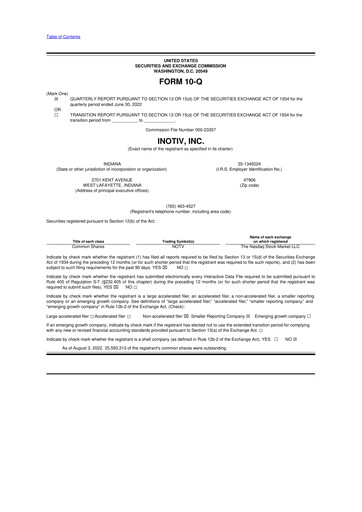 Thumbnail Inotiv 10-Q Quarterly Report FY2022 