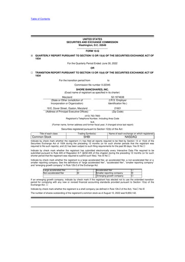 Thumbnail Shore Bancshares 10-Q Quarterly Report FY2022 