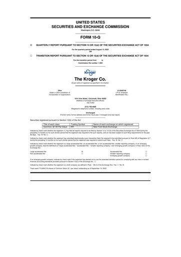 Miniature Kroger 10-Q Rapport trimestriel 2022 