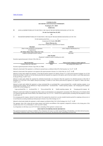 Thumbnail Pioneer Bancorp 10-K Annual Report 2022