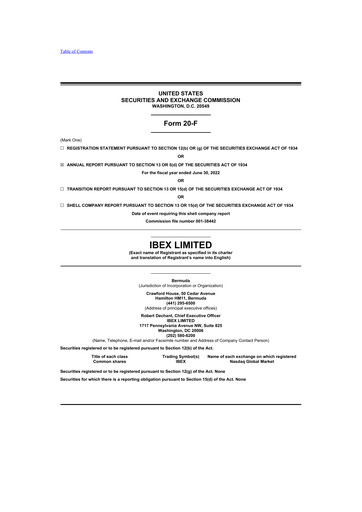 Thumbnail IBEX 20-F Annual Report 2022