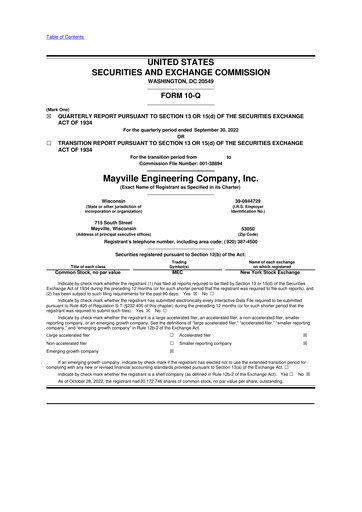Thumbnail Mayville Engineering Company 10-Q Quarterly Report FY2022 
